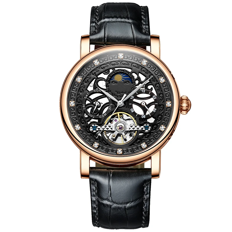 นาฬิกายอดนิยม T867G tevise สำหรับผู้ชายนาฬิกากลไกระดับไฮเอนด์กลวงอัตโนมัติเต็มรูปแบบ