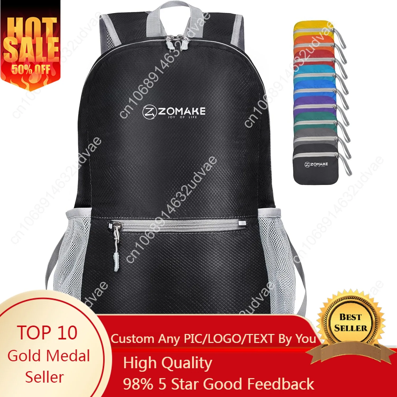 ZOMAKE Ultra Lightweight Hiking Backpack 20L, Packable Small Backpacks Water Resistant Daypack for Women Men(Black)