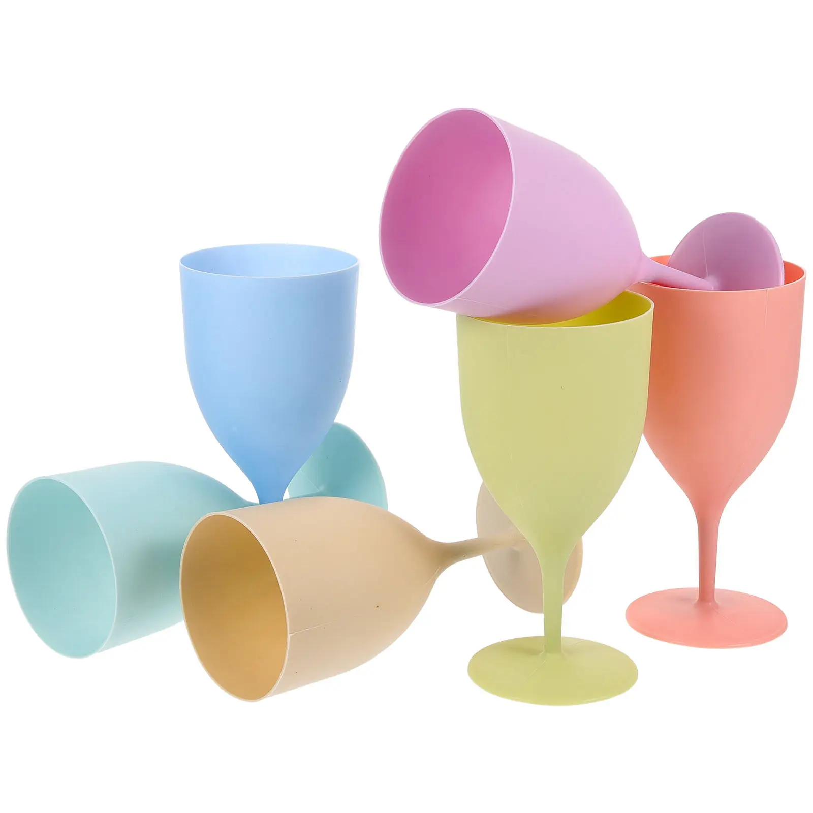 6Pcs Macaron Theme Juice Glasses Stylish Fluted Wine Goblets for Cocktail Parties Bar Events Wedding Banquets Home Decoration