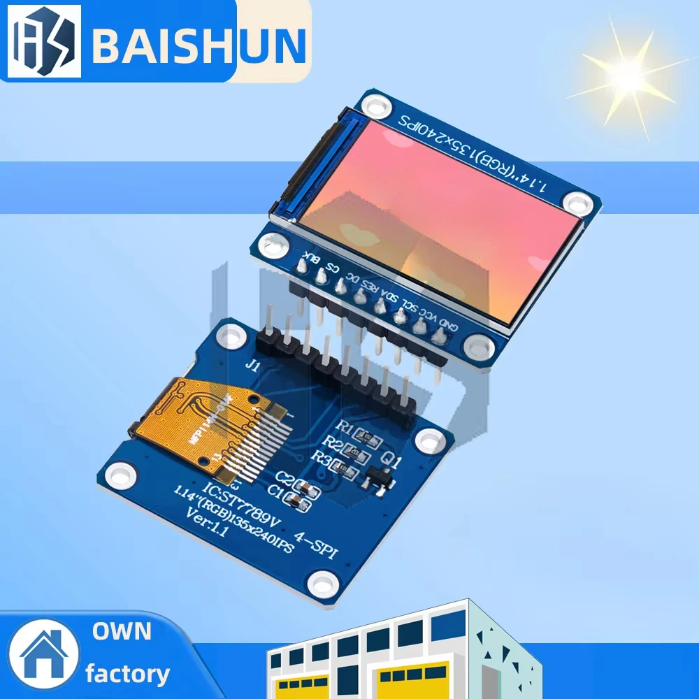 

1pcs/5pcs/10pcs New IPS 1.14 inch 3.3V 8PIN SPI HD Full Color TFT Display Screen ST7789 Drive IC 135*240