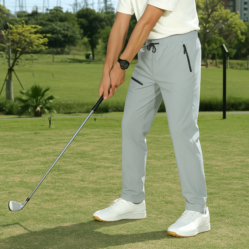 

Golf Pants for Men Summer Thin Quick Dry Stretchy Pants Men Drawstring Casual Zippered Pockets Outdoor Trousers Summer Pants Men