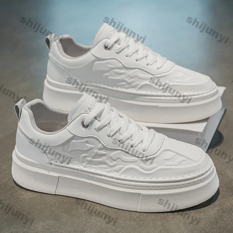 

Men Shoes 2025 Spring New Comfort Non Slip Casual Shoes Breathable Sewing Platform Sneakers Height Increase Lace-up Men Shoes