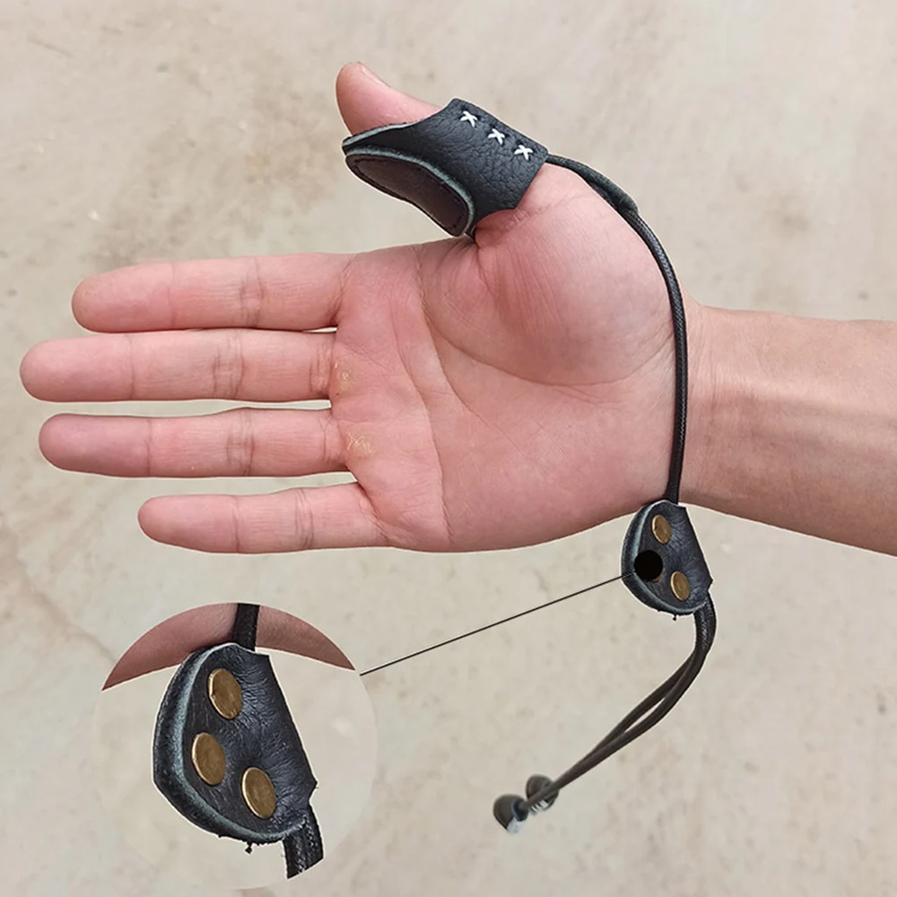 Archery Thumb Ring Finger Guard for Hunting Target Recurve Bow Cow Skin Soft Leather Protector Glove Rich