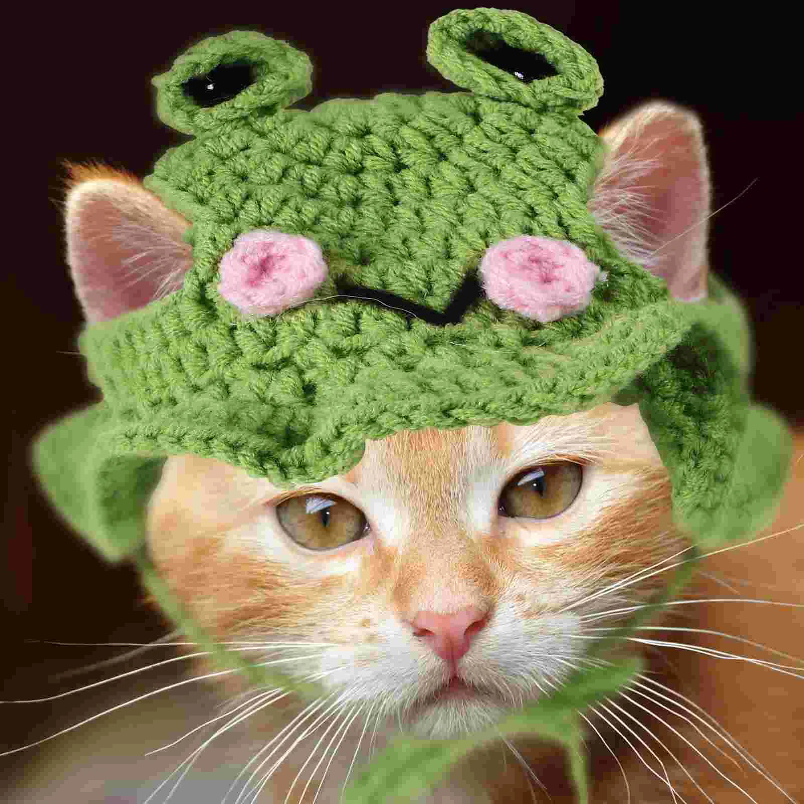 

Headgear Rabbit Cartoon Cat Hat Pets Costume Frog Shape Cap 135x13x6cm Yarn Carnival