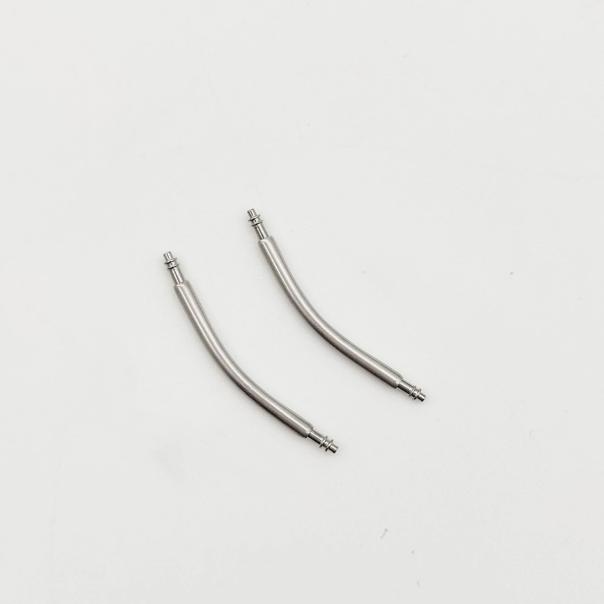 1 Pair 1.5mm Thick Curved Double Shoulder Steel Watch Spring Bar 10mm to 26mm for Leather Strap