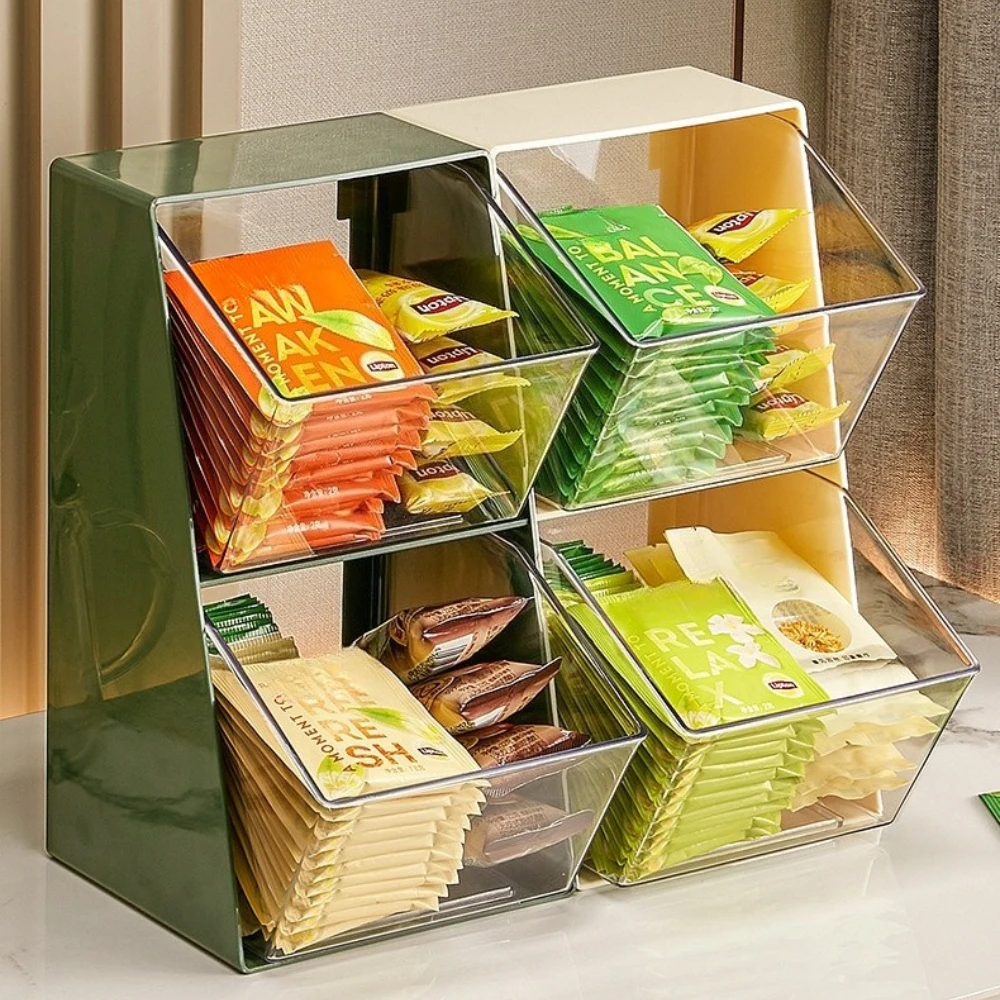 

Органайзер для чайных пакетиков, полка для ящика, кофейня, офисные стеллажи для хранения закусок, портативный большой U-образный разделенный большой открытый ящик для хранения