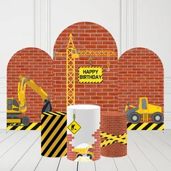 Mehofond Arch Backdrop Covers Under Construction Car Boy Birthday Party Pedestal Cylinder Baby Shower Decor Chiara Background