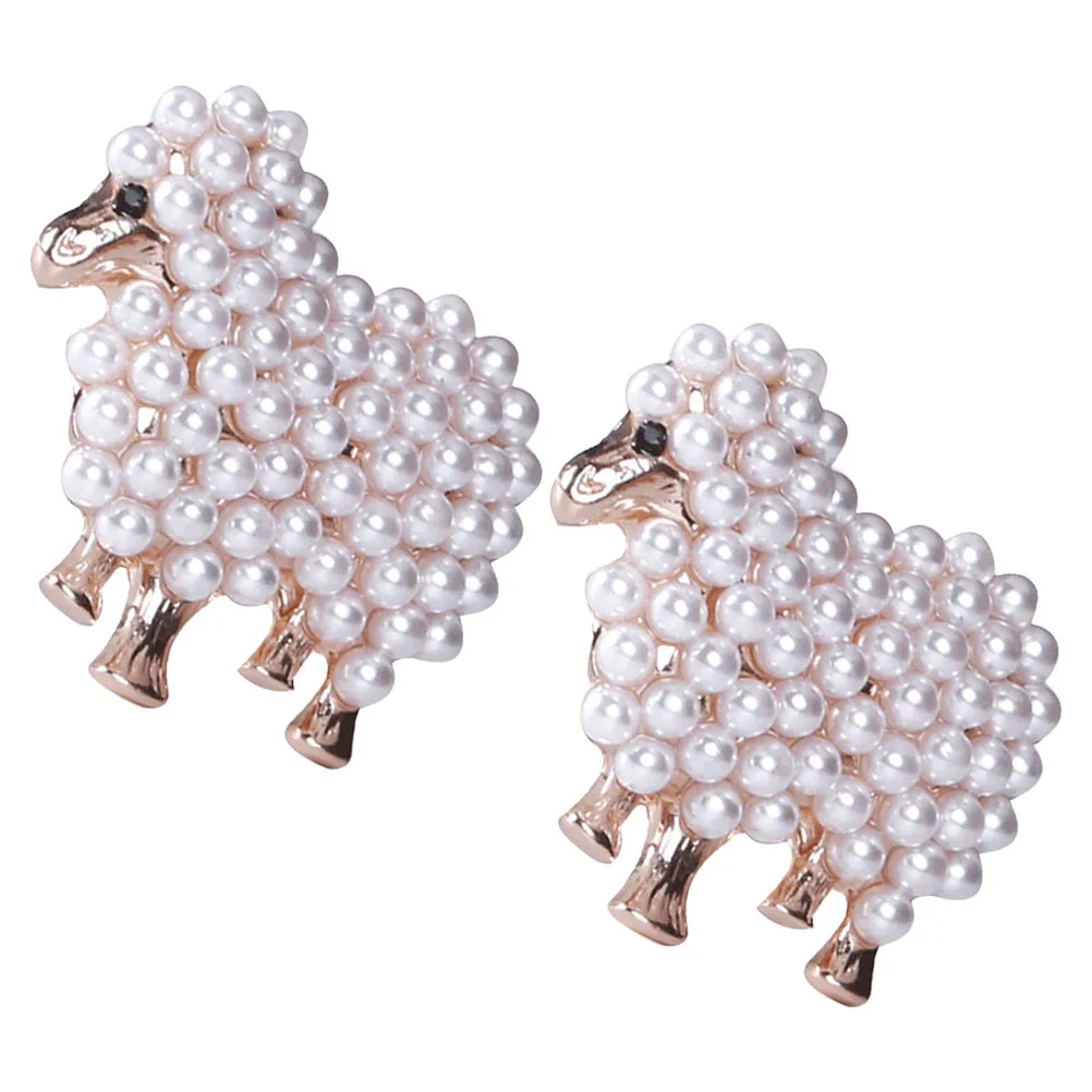 

2Pcs Faux Pearl Sheep Brooch Pin Cute Animal Brooch Pins Stylish Fashion Pins for Women Dress Scarf Bag Hat Accessories