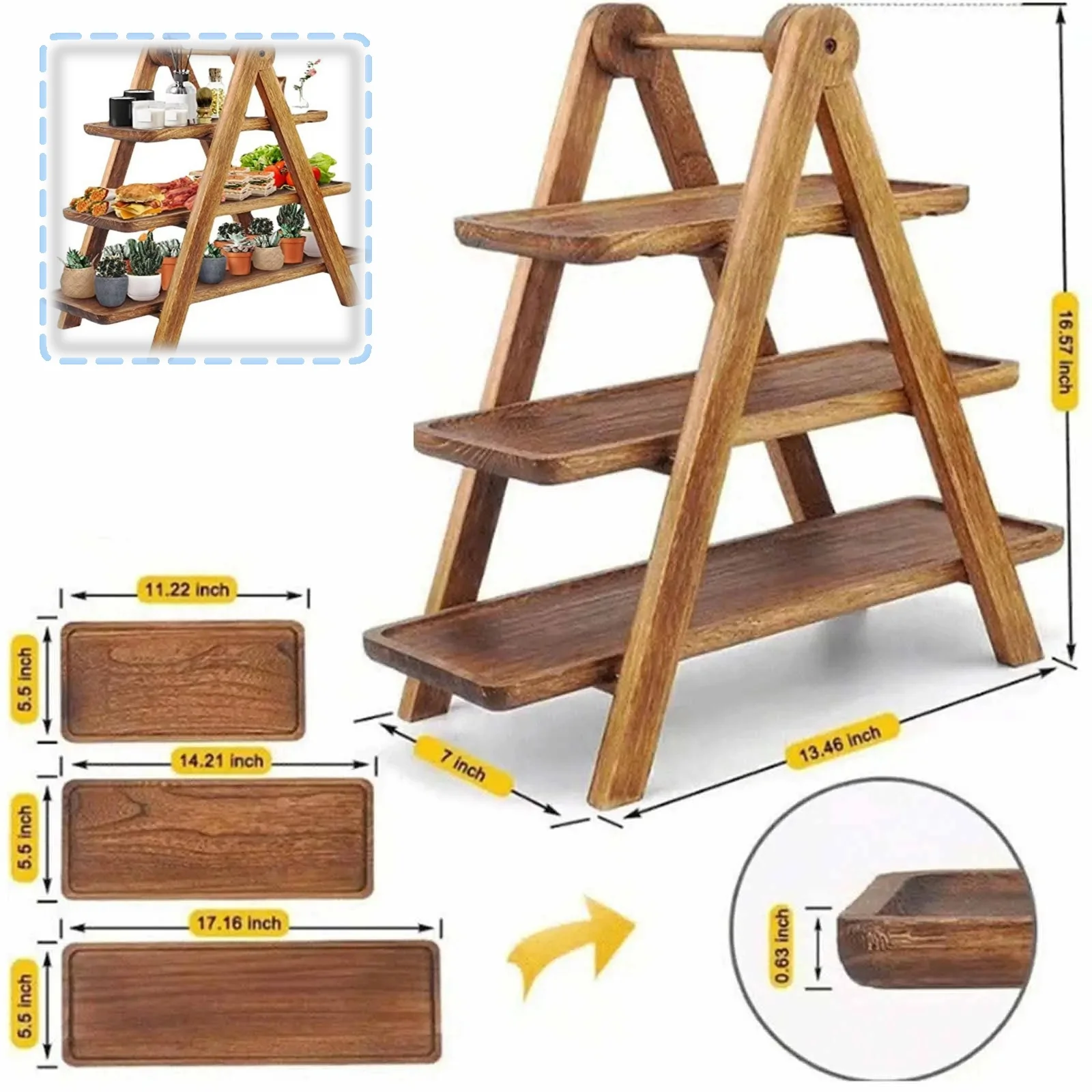 

Многоцелевой трехъярусный деревянный стеллаж для хранения, многослойный органайзер для подносов на столешнице для кухонной стойки, компактный