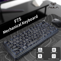 AULA F75 Wireless Game Mechanical Keyboard RGB Light Customized 75% Layout Tri Modes Keyboards W/ Contour Side Carved PBT Keycap