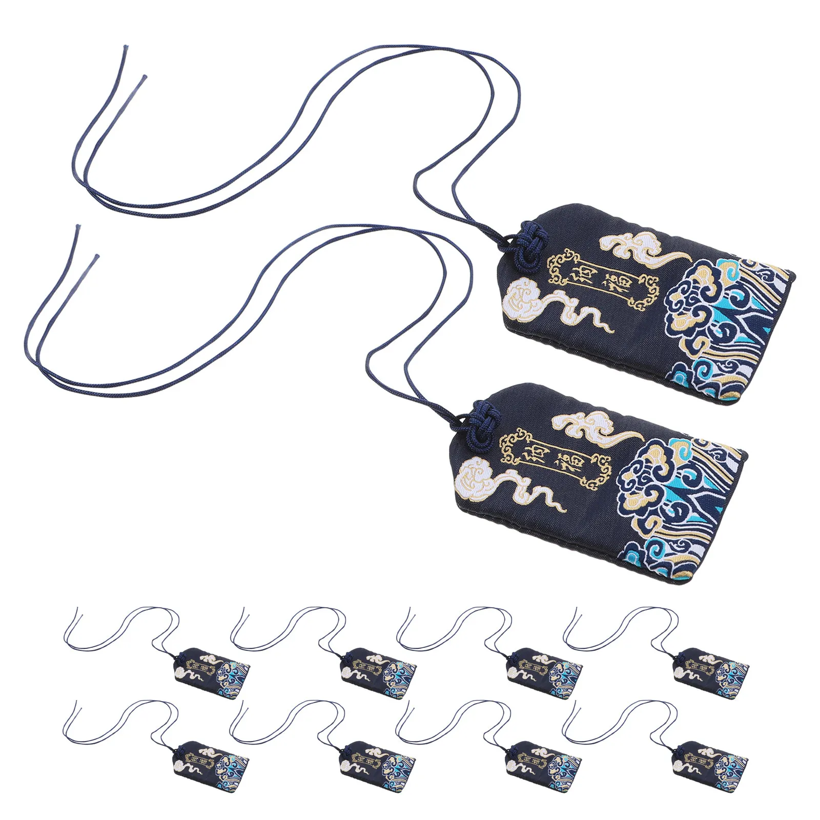 10Pcs Japanese Omamori Amulet Traditional Brocade Lucky Charm Clouds Embroidered Hanging Pendant Study Protection Car Blessing