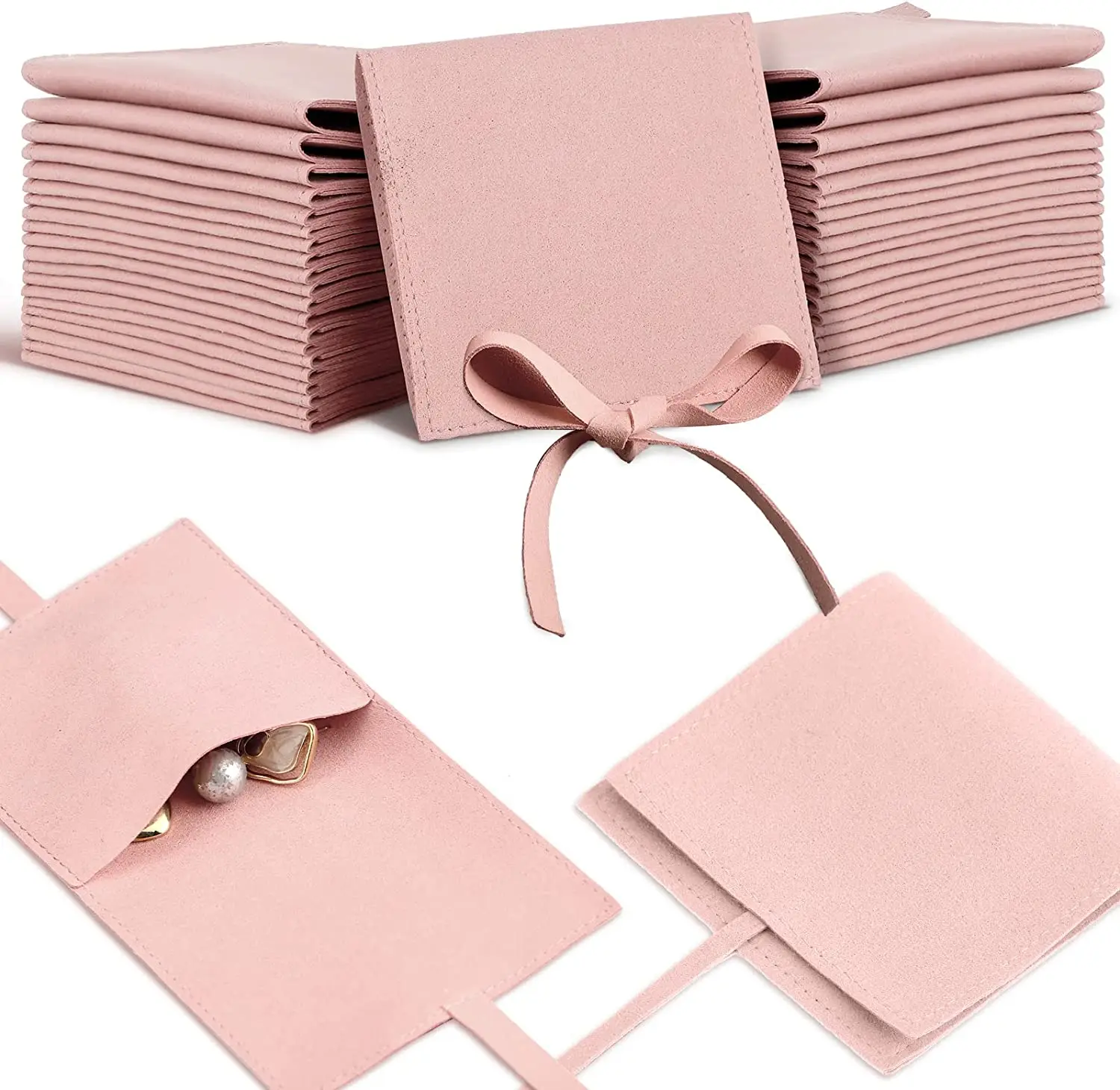 

40 Pcs Microfiber Jewelry Pouch 8 x 8 Cm, Jewelry Packaging Bag Luxury Small Jewelry Gift Bags Bow Tie Microfiber Bag