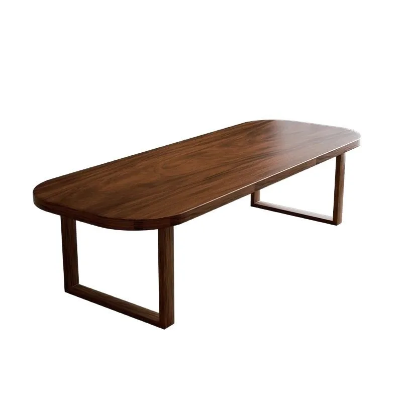 Black walnut solid wood dining table rounded corners anti-collision design living room home desk