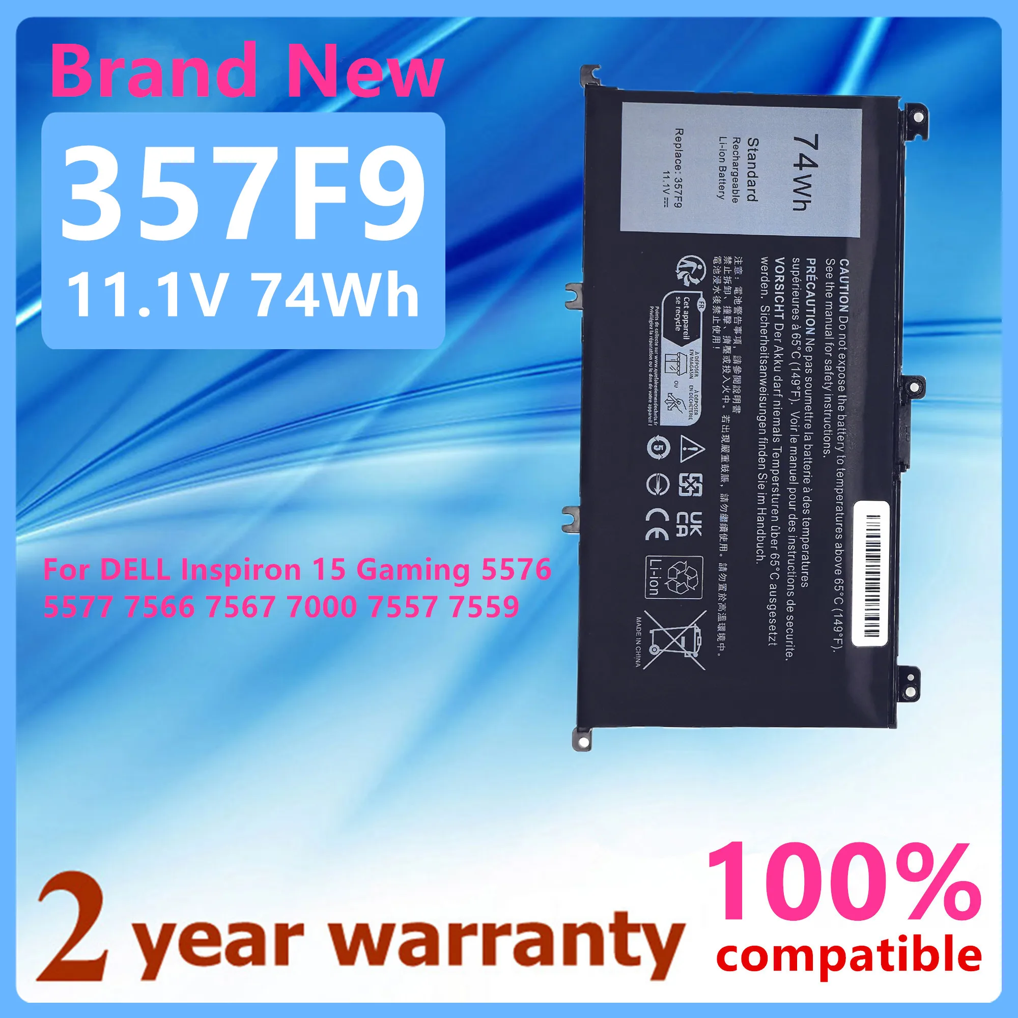 High quality batteries 00GFJ6 Laptop battery For Dell Inspiron 15 7557 7566 7567 7559 5576 5577 357F9 11.1V 74Wh
