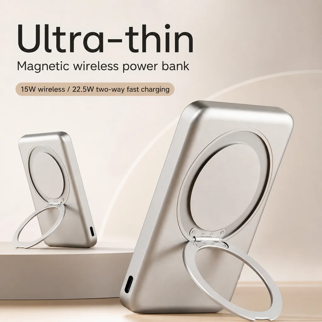 Mini Magnetic Wireless Power Bank 10000mAh 20W Fast Charging Portable Charger With Stand Digital Display For iPhone Samsung