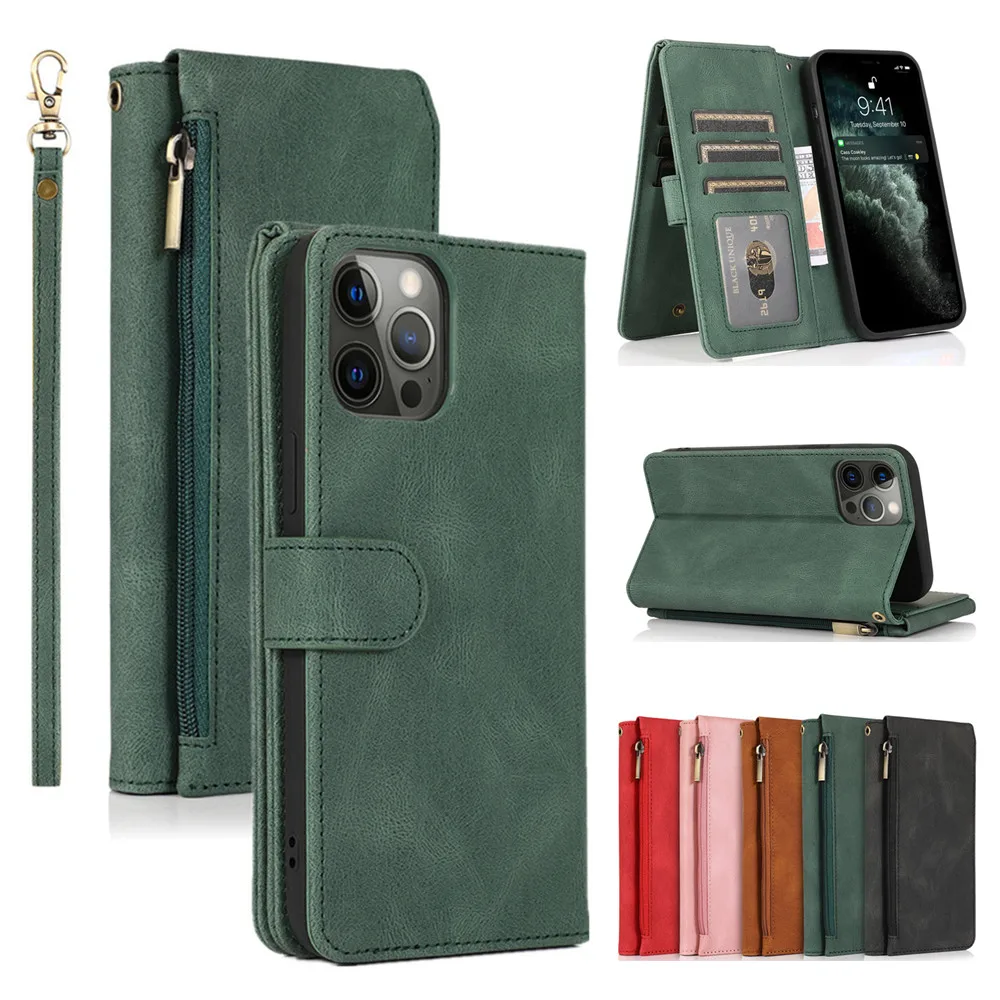 Luxury Leather Case for iPhone X XS 12 13 Mini 11 Pro Max 6 6S 7 8 PLUS SE 2020 XR Cards Flip Phone Bags Wallet Cover