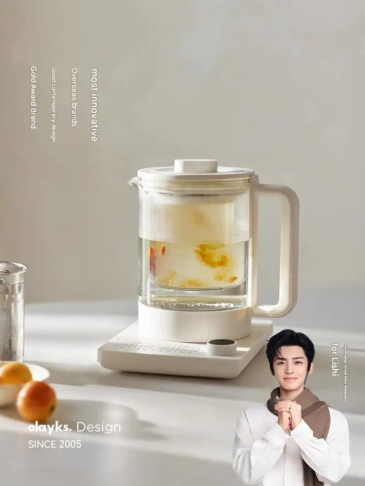 Olayks Pear Blossom Kettle, una pequeña hervidor de vidrio multifuncional para uso en la oficina y el hogar, para hervir agua, té de flores y b