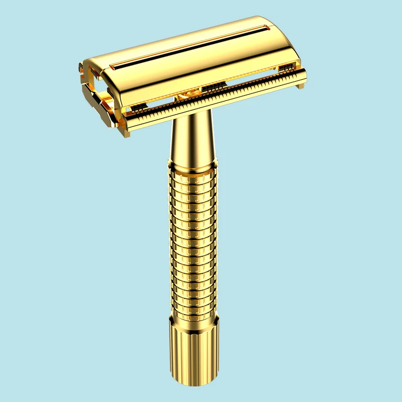 Men's Manual Travel Brass Double Edge Razor With 5 Blades