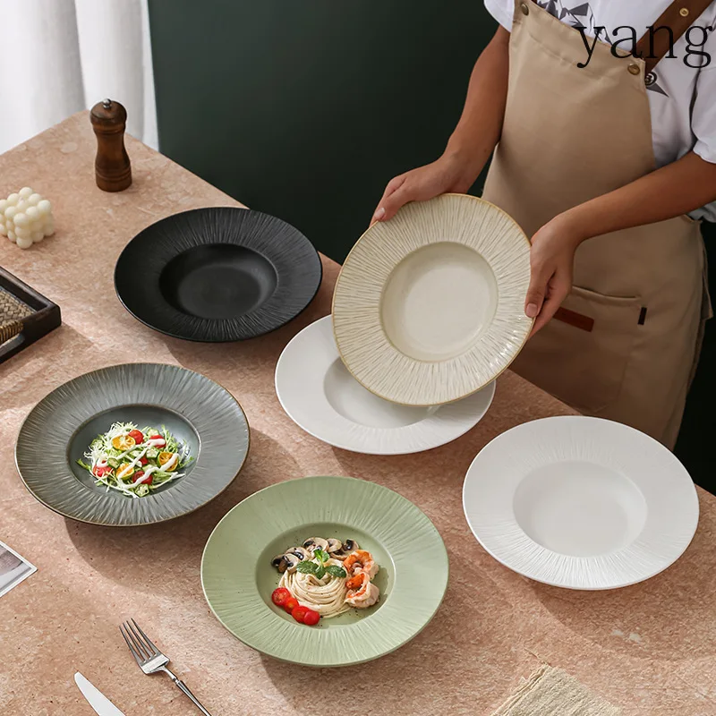 LMM high value western food straw hat bowl household pasta plate hotel restaurant plate