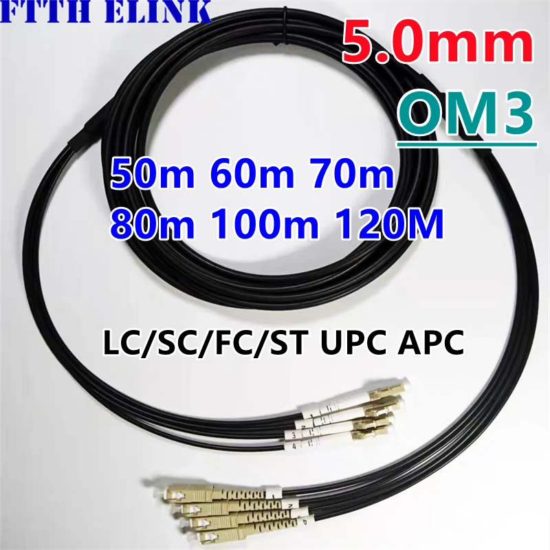 

Armored Fiber Patch Cord 4 Cores 50m60m70m80m100m120m OM3 TPU 4C SC, LC, FC, ST Multimode Optical Fiber Jumper Outdoor 4 fibers