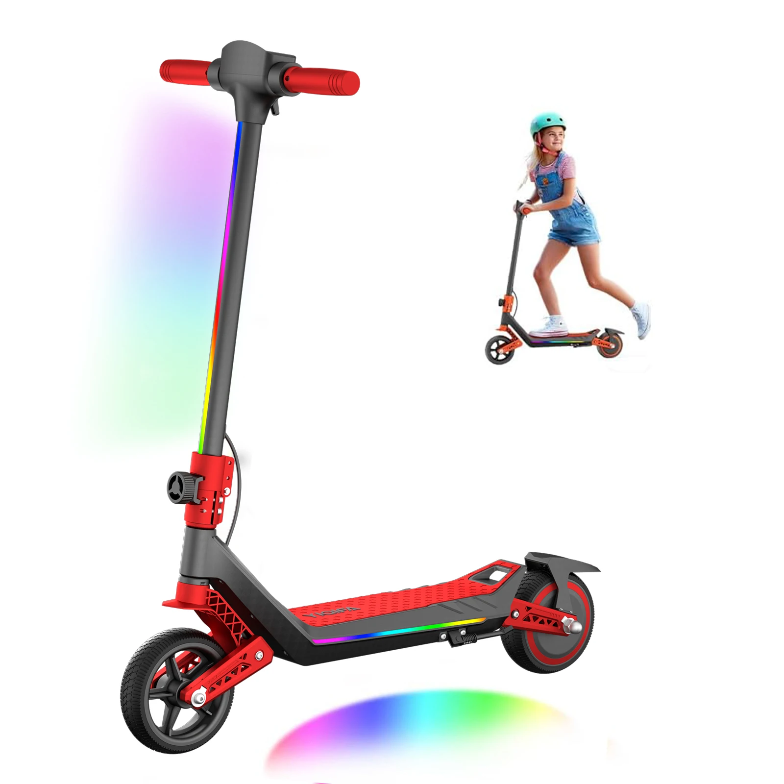U8 elektrische scooter voor tieners, 130 W motor, 16 km/u, dubbele schokdemper, bereik van 10 km, airless banden, LED-verlichting, voor buitenplezier