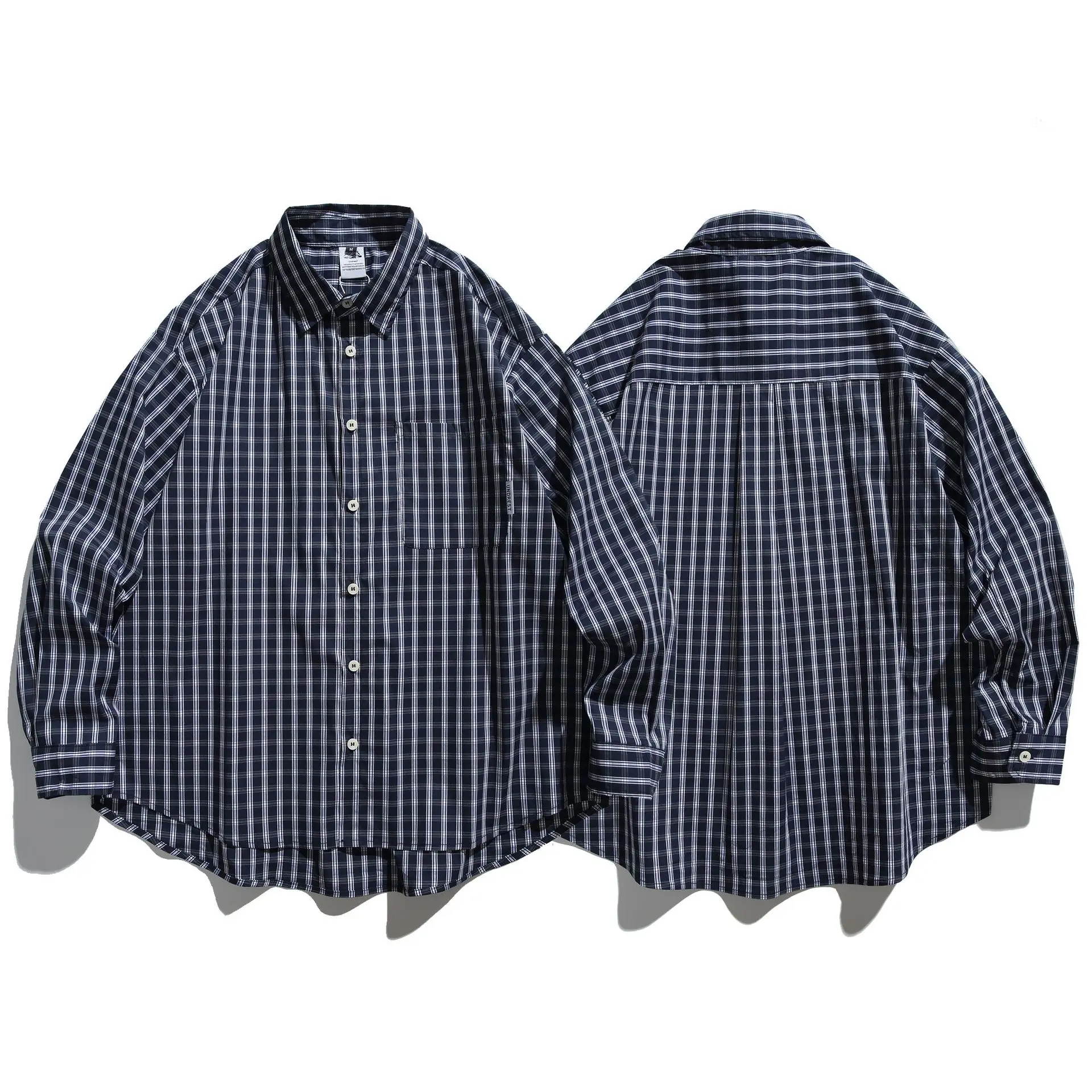 

y Sle Loose Fit Plaid Workwear irt Men's Women's Casual Outerwear Trendy Couple's Cheered Long Sve irt