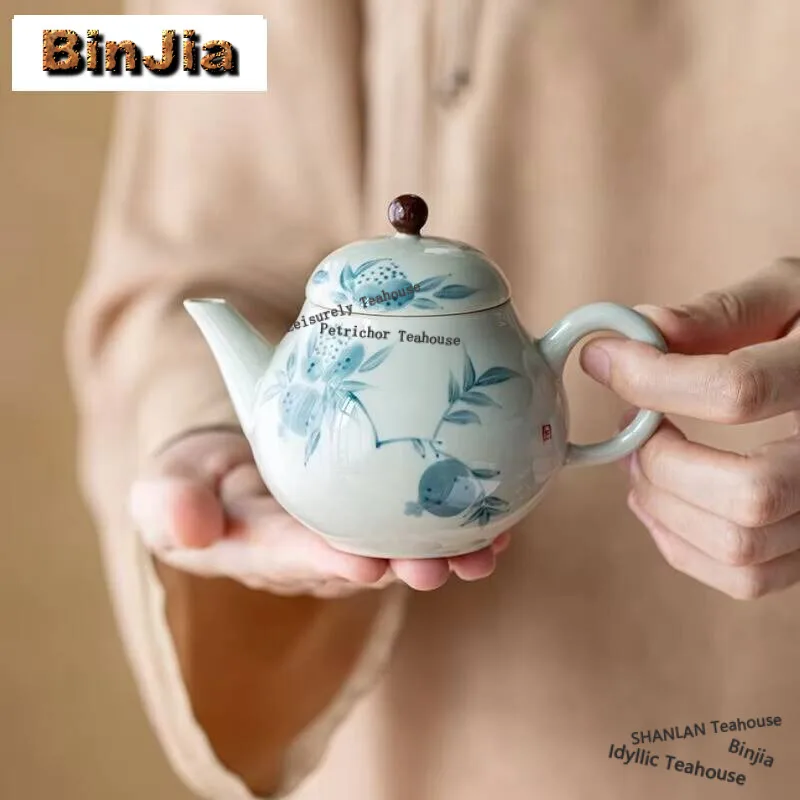 

150 мл ручная роспись граната фото синий и белый фильтр чайник китайский чайный набор Коллекция