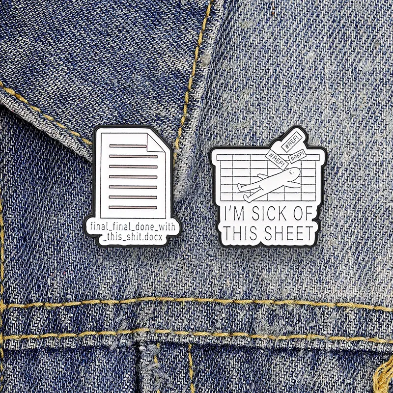 Funny Office Work Complaint Enamel Badge Sick Of This Sheet Pins Spreadsheet Humor Brooch Jewelry Gift For Friends