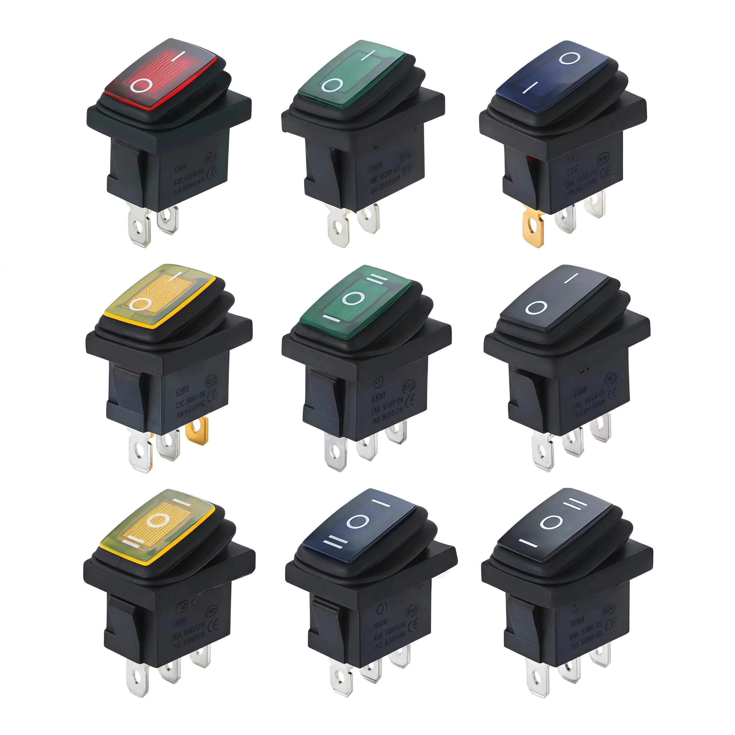 1PCS KCD1 Boat/Vehicle Rocker Switch 6A/10A 250V/125V Small Toggle Button Switch with LED Light 220V Waterproof Rocker Switch