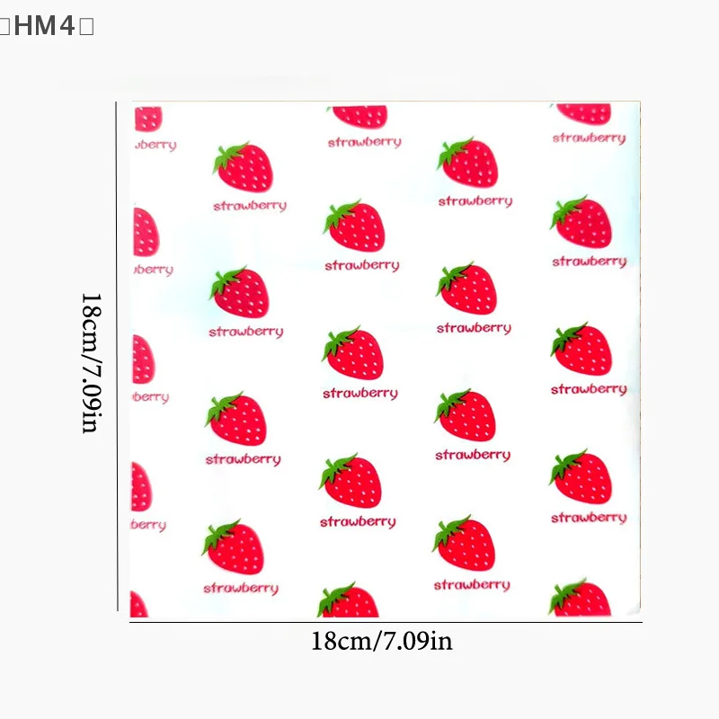

〔HM4〕50Pcs Food Grade Baking Wax Paper Strawberry & Floral Patterned Paper Squares Non-Stick Cake Burger Chips Wrapping Papers