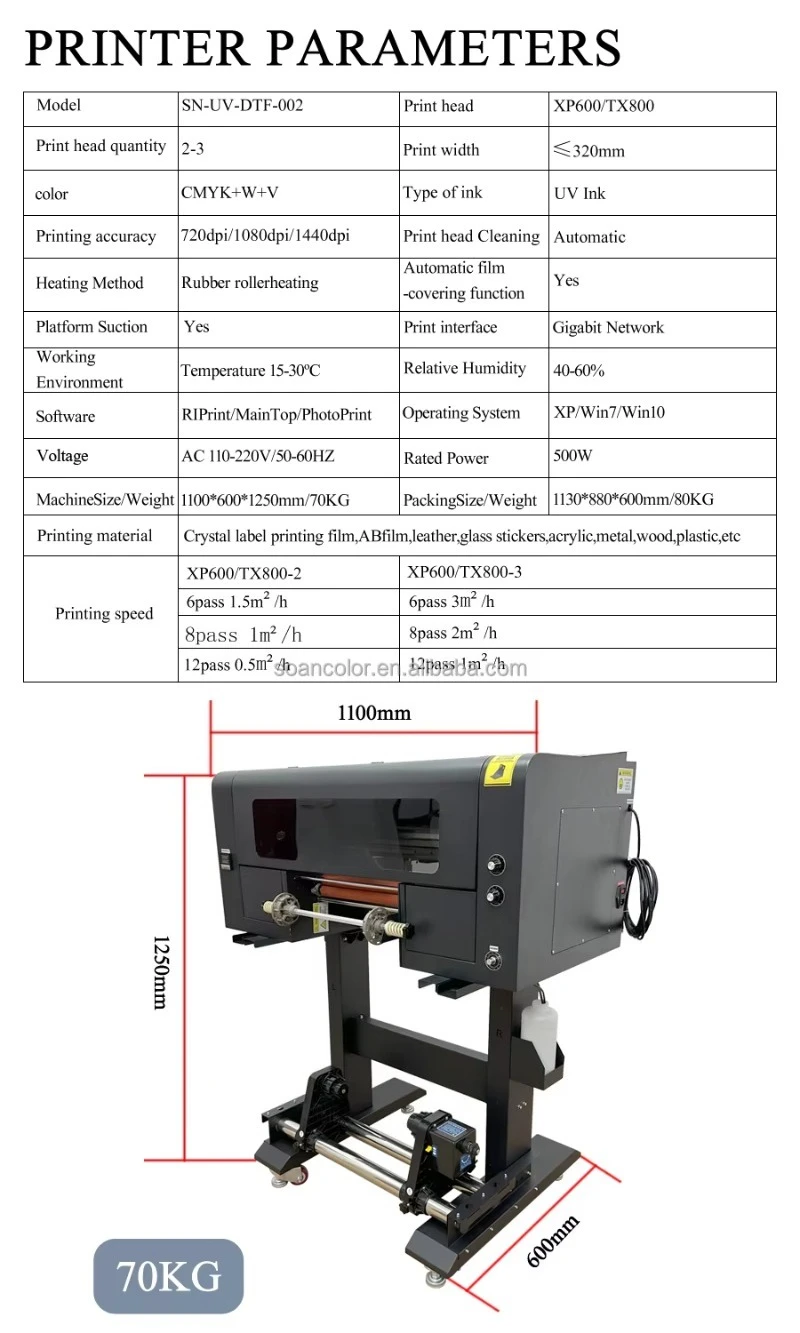 UV Logo Label Sticker Large Printer Roll Digital Printing Plotter Machine I3200HD All in One 30CM Roll UV DTF Printing Printer