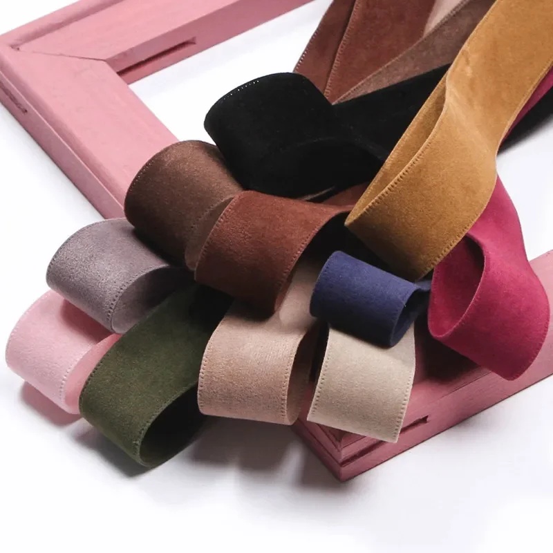 10 Yards/Roll Double Face Suede Blank Pressing Velvet Ribbon for DIY Bows Cap Crafts Clothing Accessories Gifts