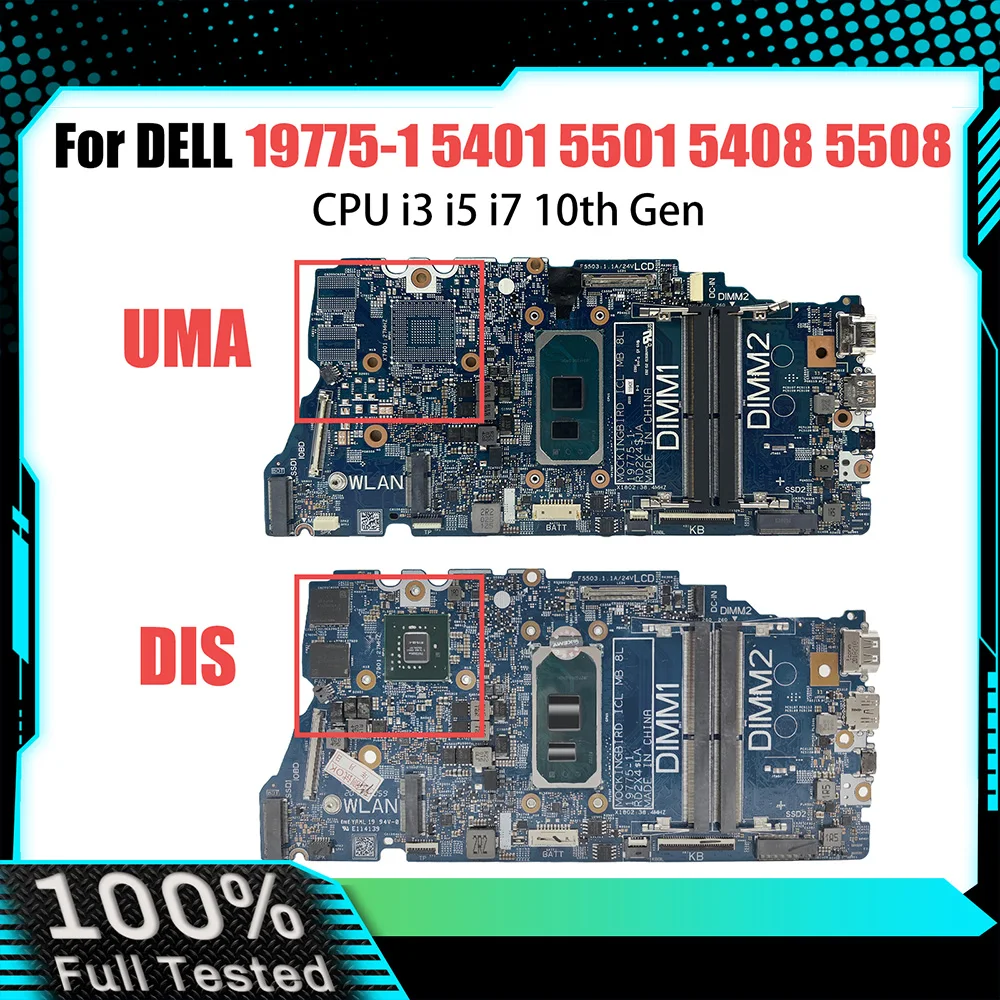 

Материнская плата для ноутбука DELL 5401 5501 5408 5508 0N03X9 085C41 19775-1, материнская плата компьютера, процессор с i3 i5 i7 10-го поколения MX330 2G