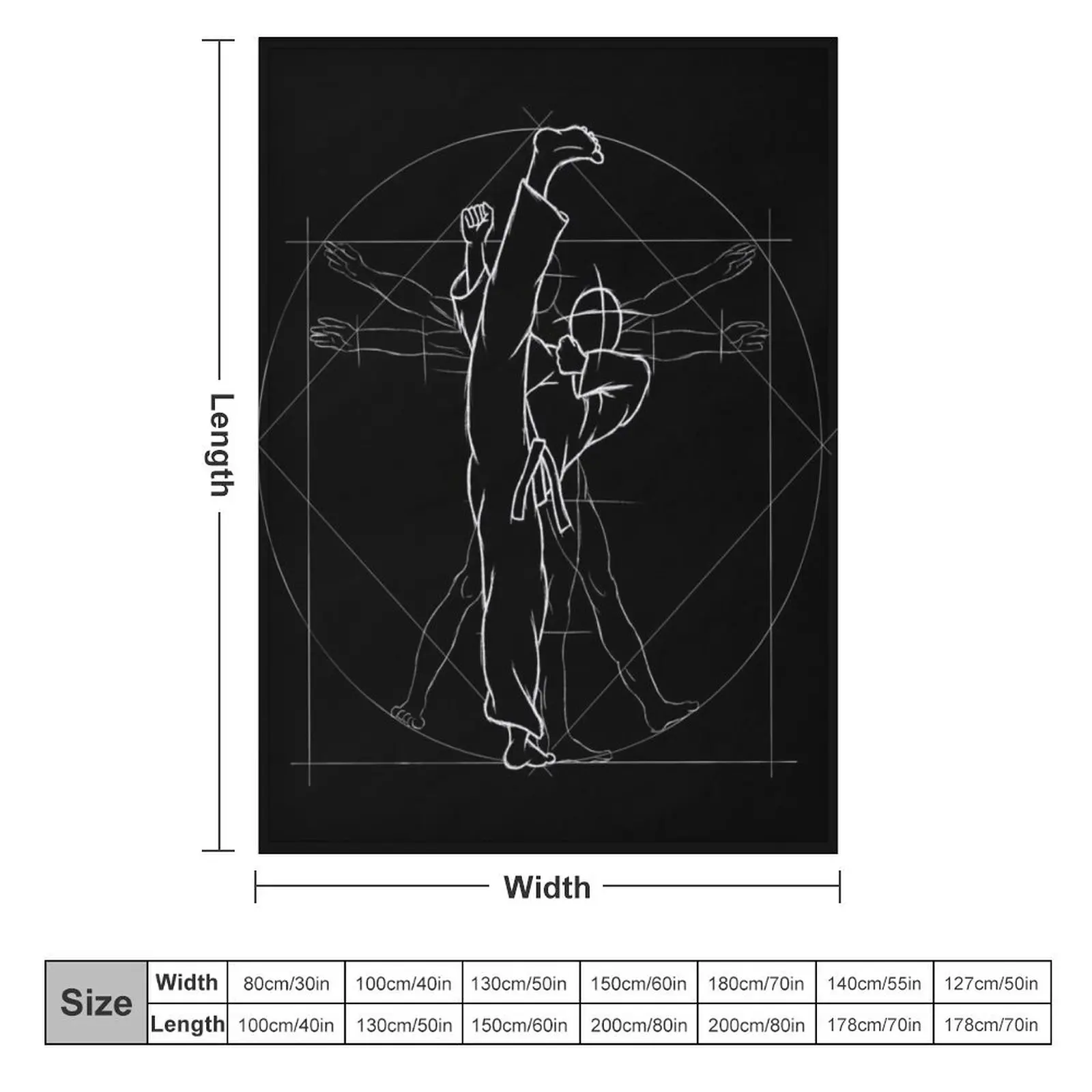 Tae Kwon Do Roundhouse Kick Vitruvian Man Throw Blanket Summer Beddings valentine gift ideas Hair Blankets