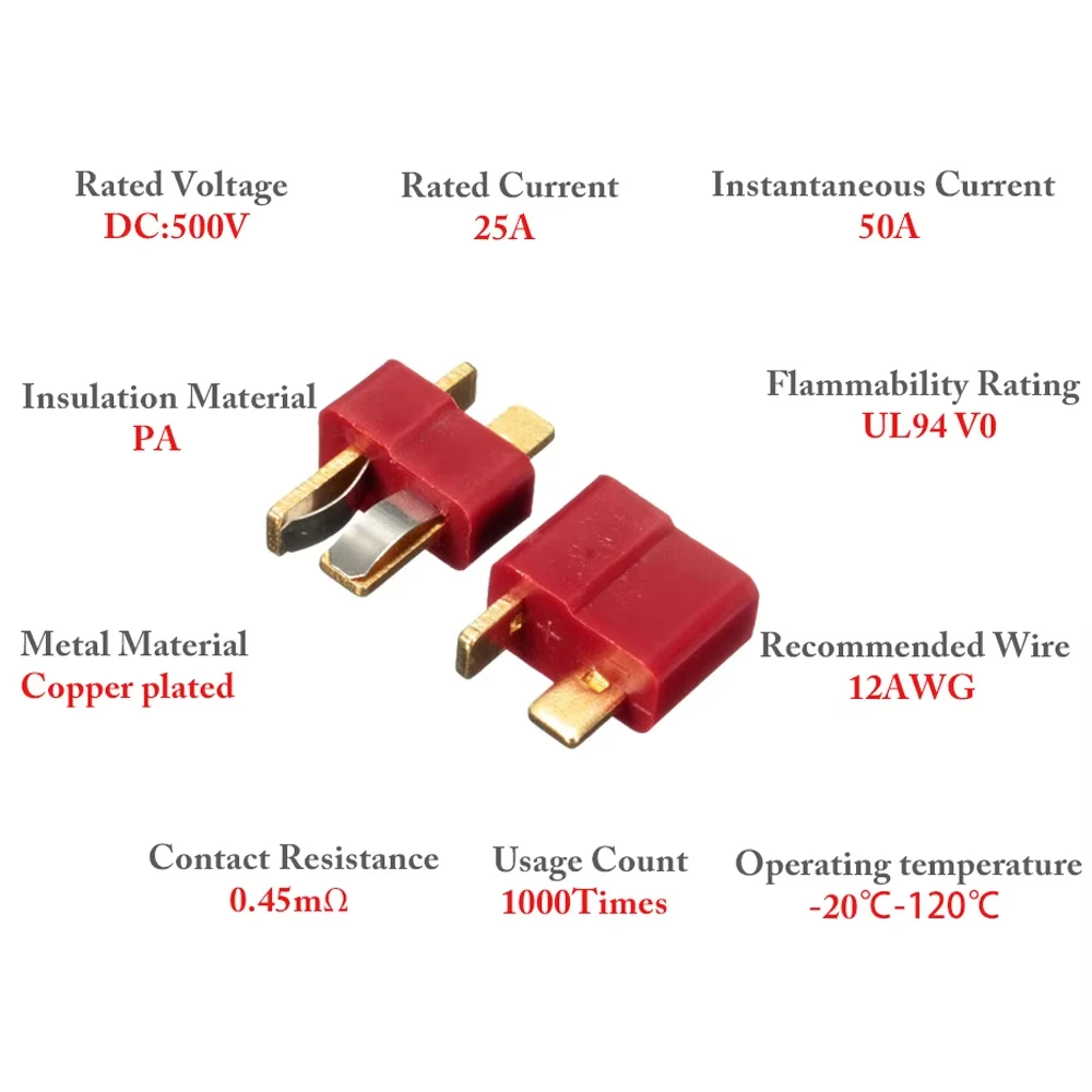 3 Paires T-Plug Connecteur, Deans Style Mâle Et Femelle Connecteurs Avec Fil De Silicium De 100Mm 14 Awg, Pour Batterie Lipo [F91] - Bricolage