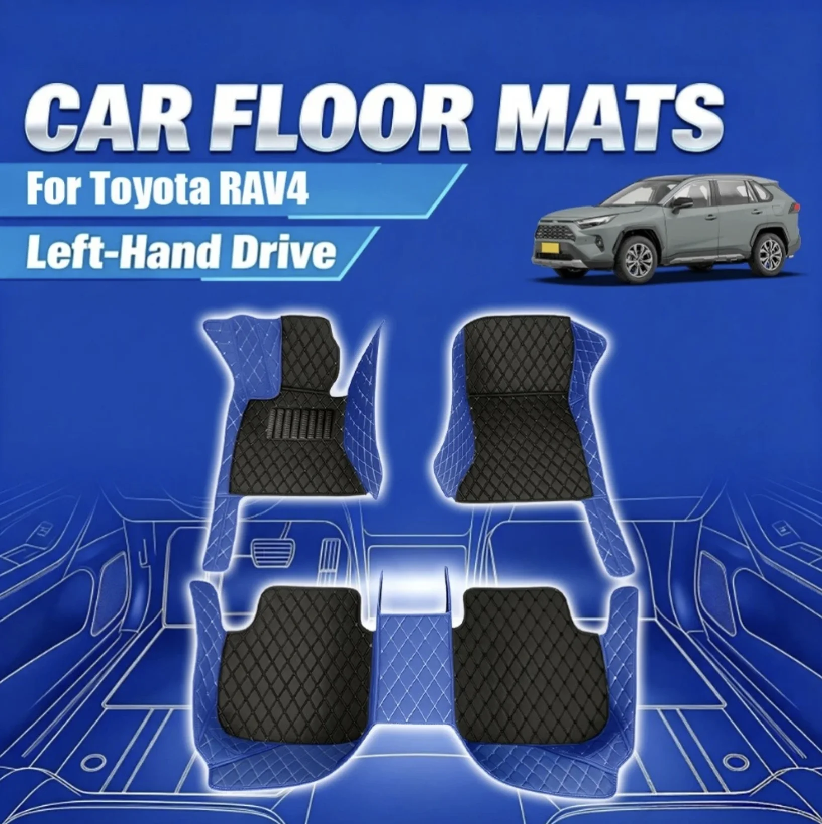 Für Toyota RAV4 Linkslenker Kunstleder-Autofußmatten, 360-Grad-Hochkant-Schutzdesign für den Fahrzeuginnenraum – Detail 1