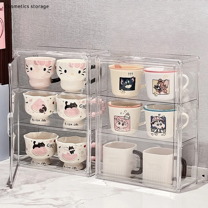 

Штабелируемый магнитный шкаф для игрушек, чайный шкаф, прозрачный шкаф-витрина, многофункциональный настенный косметический пыленепроницаемый ящик для хранения, новый