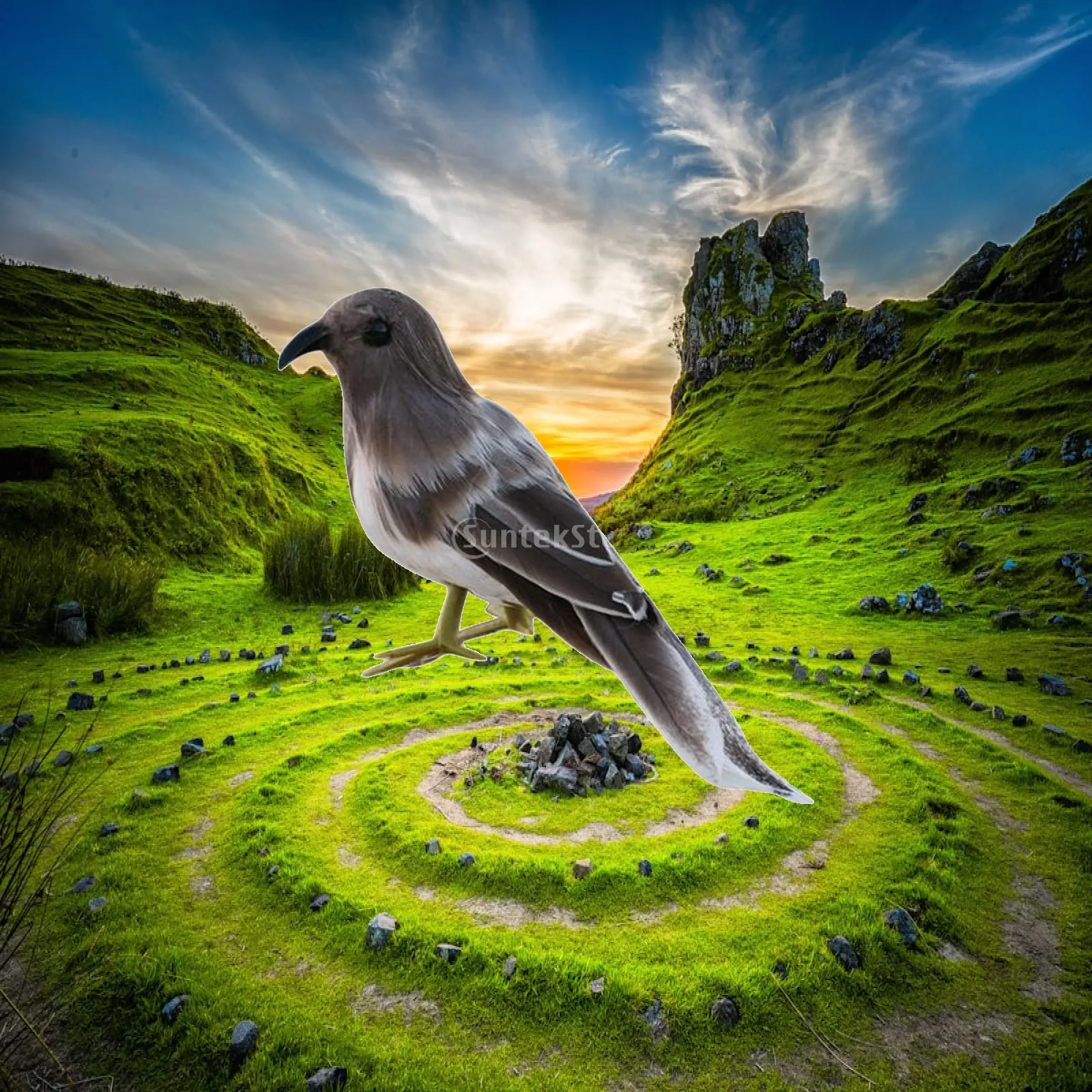 Artificial Feather Bird Lifelike Garden Decor Figurine Realistic Sculpture for Party and Store Display