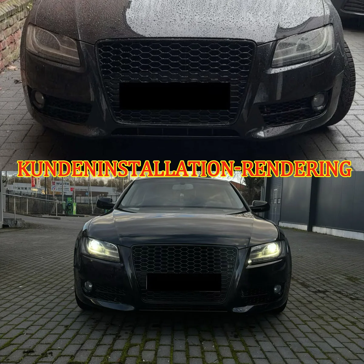 Gloss Black For Audi A5 B8 S5 RS Style 2007-2012 Front Bumper Grills Radiator Air Intake Mesh Compatible Honeycomb Front Grille