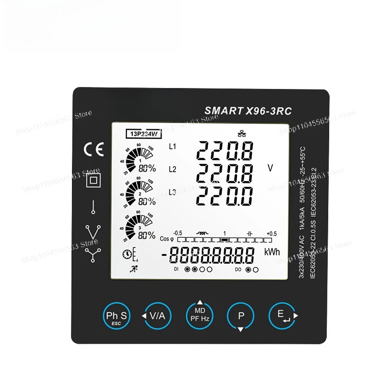 جهاز قياس الطاقة الذكي X96-3RC عالي الدقة لتوزيع الكهرباء بدون توصيل ملف Rogowski