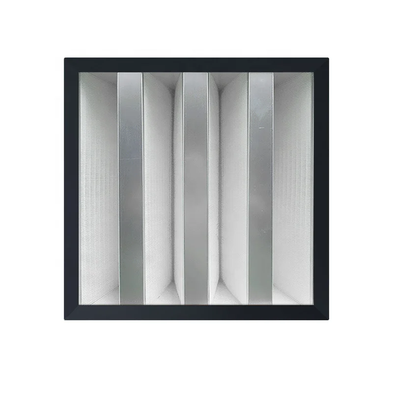클린룸 AHU 시스템용 맞춤형 18x24x6'' HEPA 필터 99.99% 0.3μm V-Bank High H13/H14 중간 패널 필터 유리 섬유