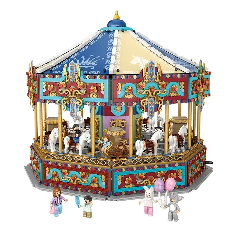 4515Pcs Carousel Playground Huge Building Street View Model Adults MOC Modular Building Blocks Set Constructions Toys Kids Gifts