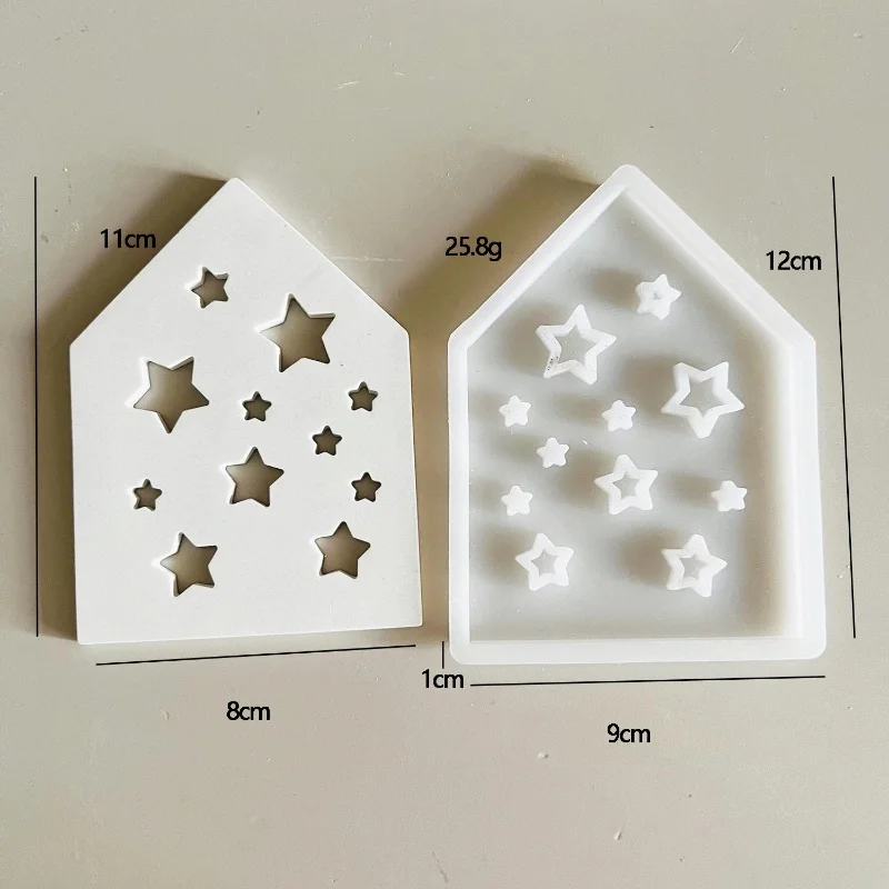 Splicing Hollow Starry Sky House Candle Base Silicone Mold DIY Gypsum LED Night Light Decoration Ornament Resin Mold Handicrafts