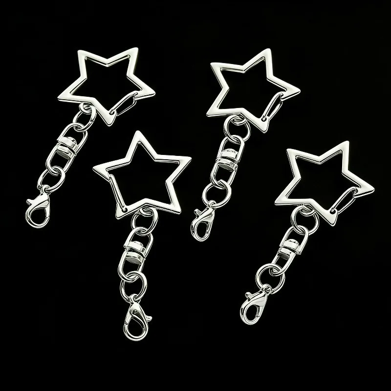 Creative Star-shaped Keychain DIY Materials Silver Lobster Clip Handmade Bag Pendant Cute y2K Stars Metal Keychain Accessories