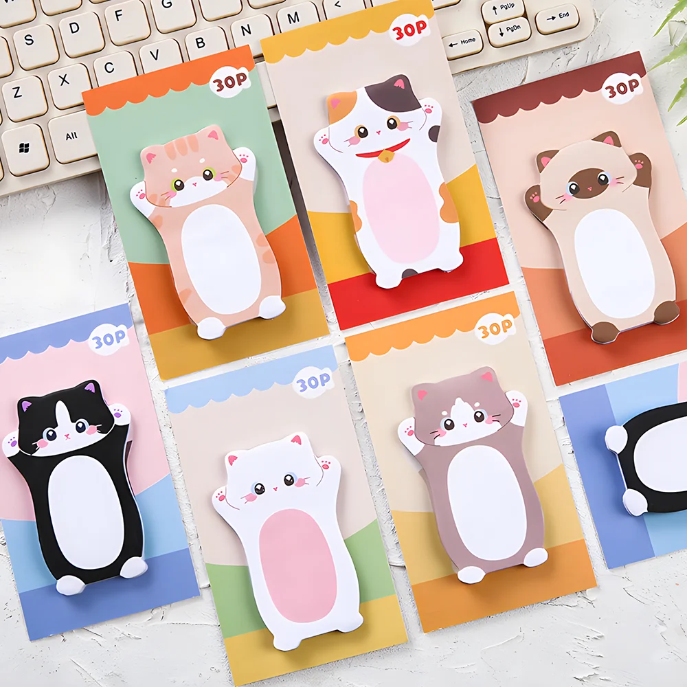 notas pegajosas do gato estetico cute kawaii memo pad funny post notepad papelaria de papel planejador diario index check to do list sticker 01