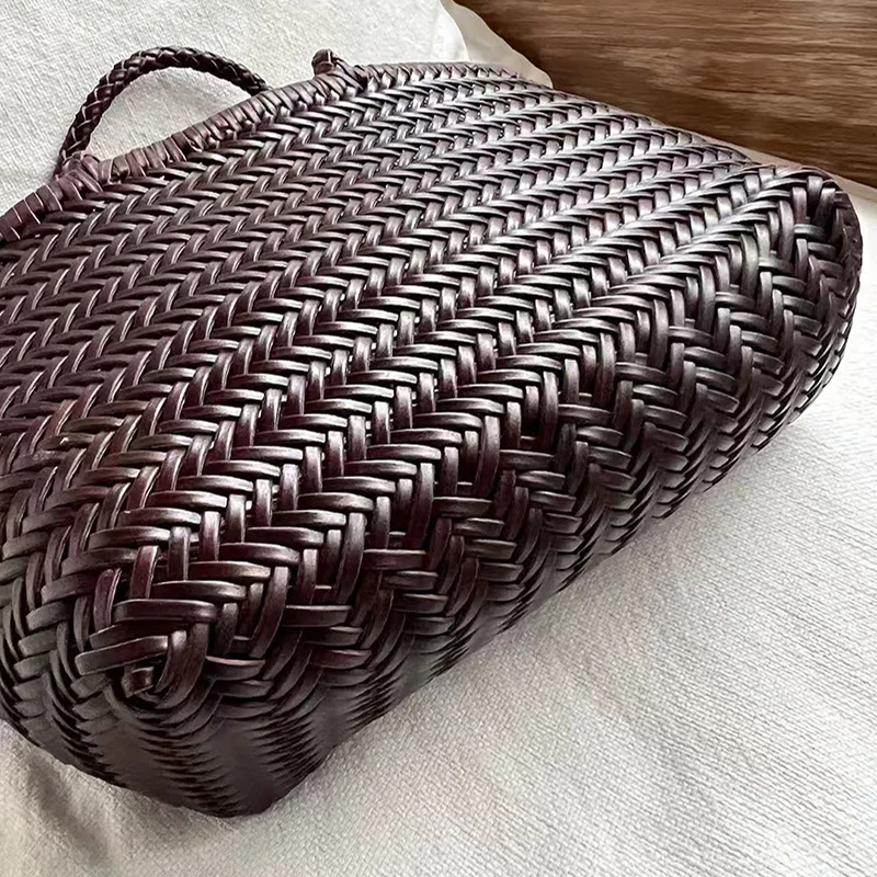 Luxuriöse Handtasche mit Obergriff, Französischer Stil Echtes Leder Patchwork Große Einkaufstasche, Damen Retro Casual Schultertasche – Detail 7