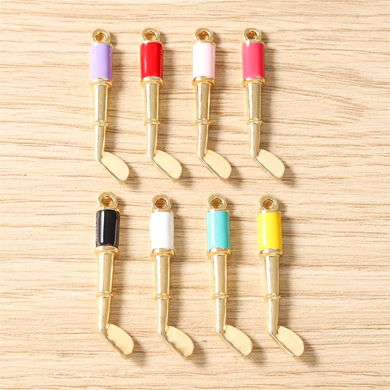 10pcs Cute Enamel Sports Golf Club Charms Pendants for Making Drop Earrings Necklaces Keychains DIY Crafts Jewelry Accessories