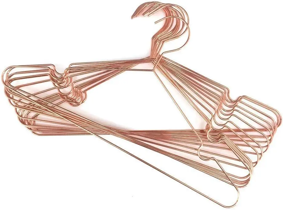 

16.5" Rose Gold Copper Clothes Hangers, Heavy Duty Metal for Storage Display Organization of Coats Shirts Dresses