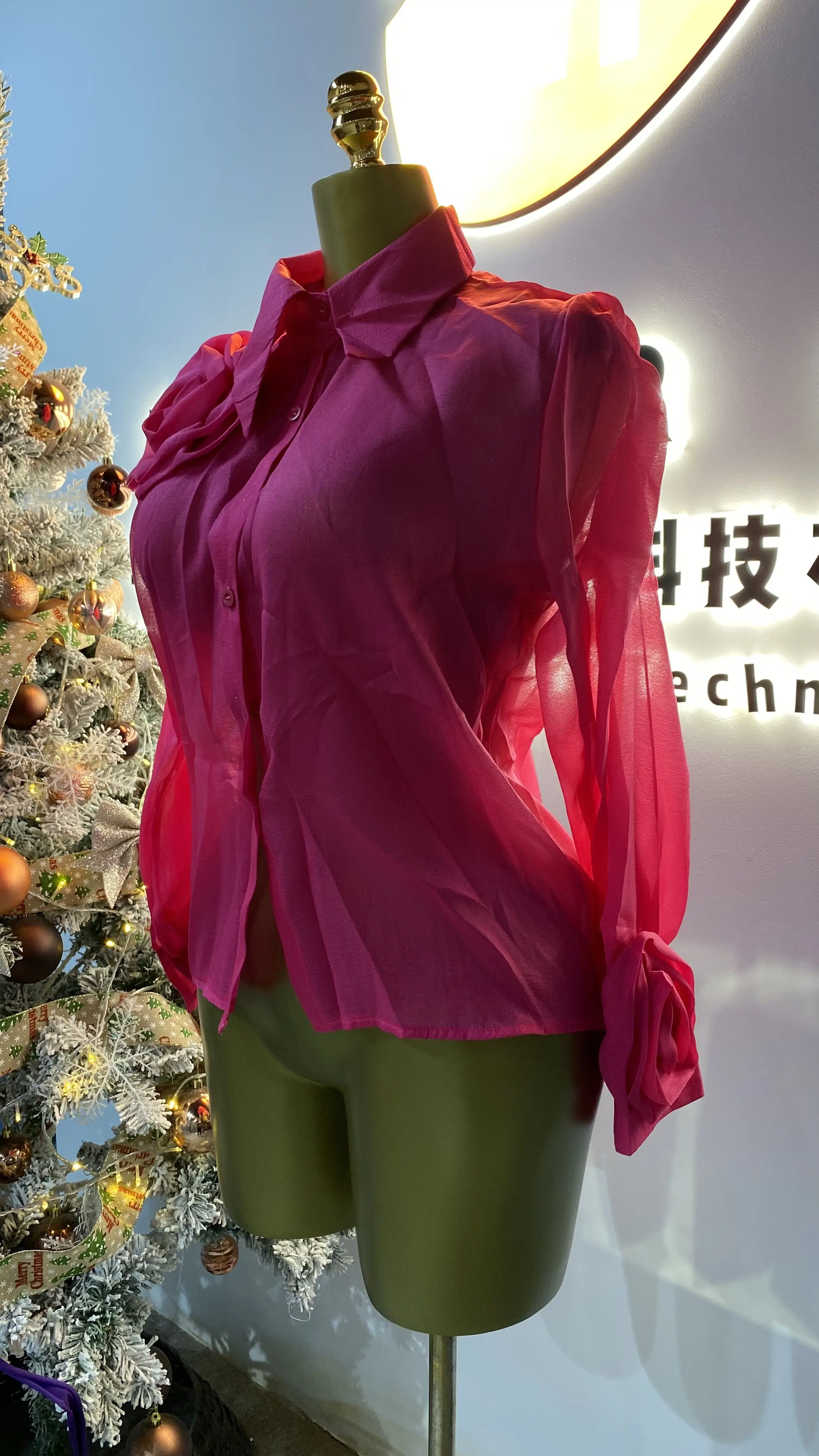 Otoño de manga completa blusas casuales mujeres linterna manga camisas florales señoras Casual Tops ropa mujeres al por mayor-GZMM393