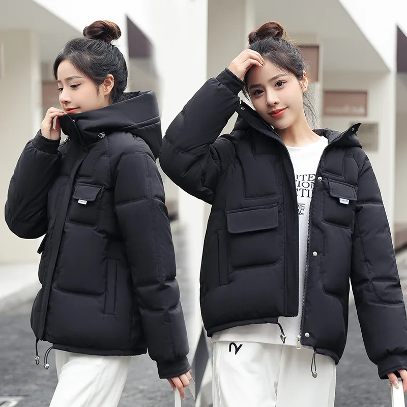 Down Padded Womens Hooded Short Coat Winter OutwearThick Cotton Jacket Female Top Warm Autumn Oversized Loose Solid Women Parkas